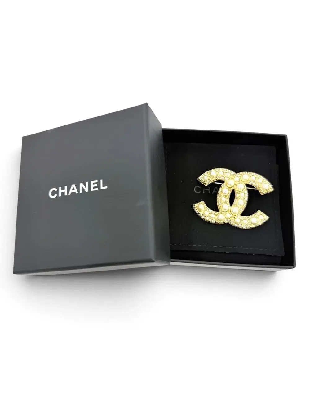 Chanel Cc Logo Brooch Gold-Tone Metal #343250C12B